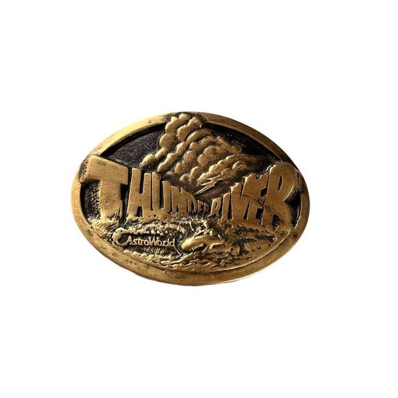 Astro World Other - 1980 Astro World THUNDER RIVER Heritage Mint LTD Solid Brass Belt Buckle USA
